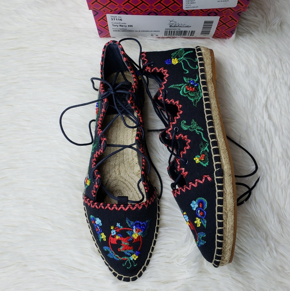 Tory Burch Sonoma Embroidered Gillie Espadrille - Picture 4 of 8